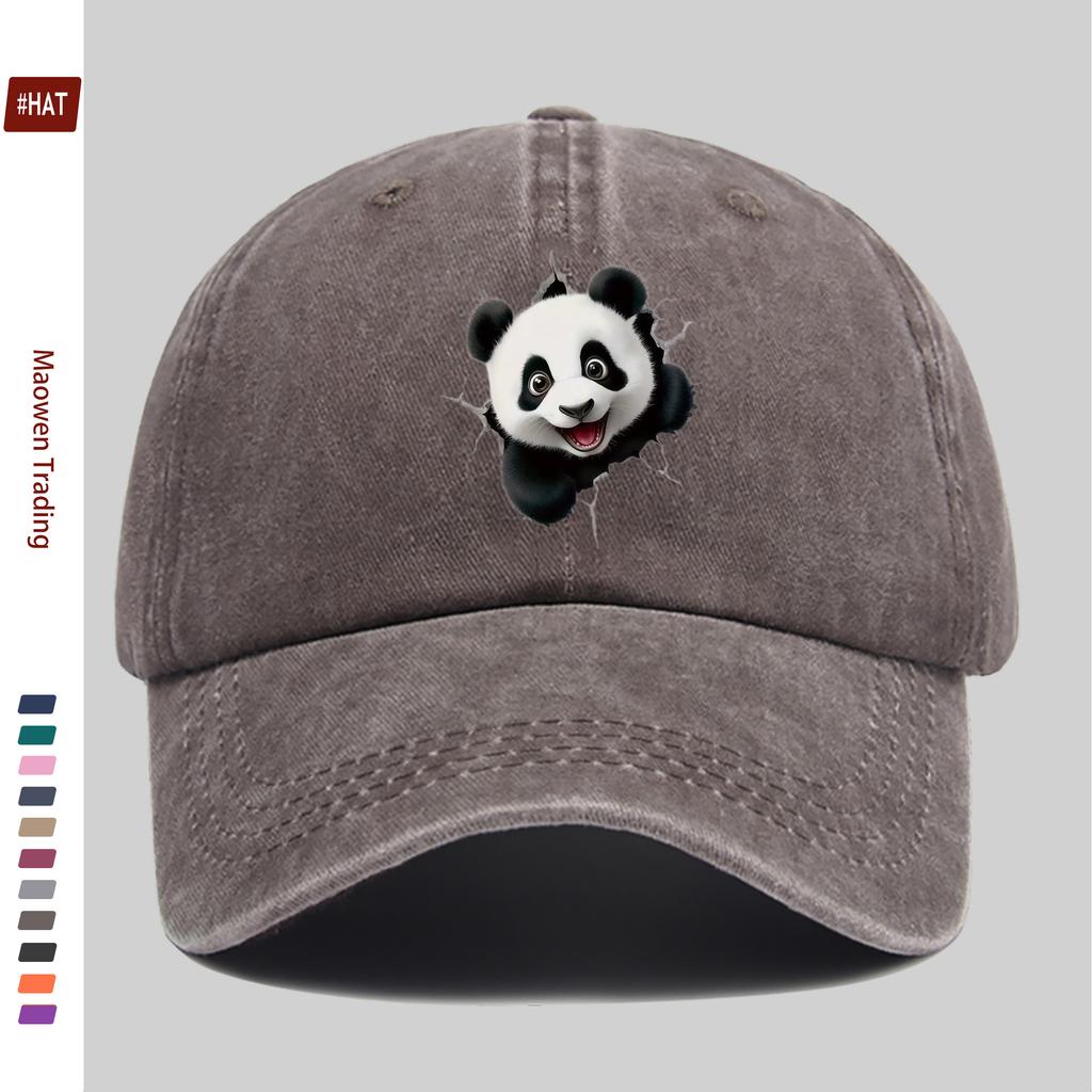 pc Unisex Cute Panda Print Baseball Cap Home Leisure Decorative Papa Hat Trucker Sun Hat Washed Adjustable Buckle Headwear