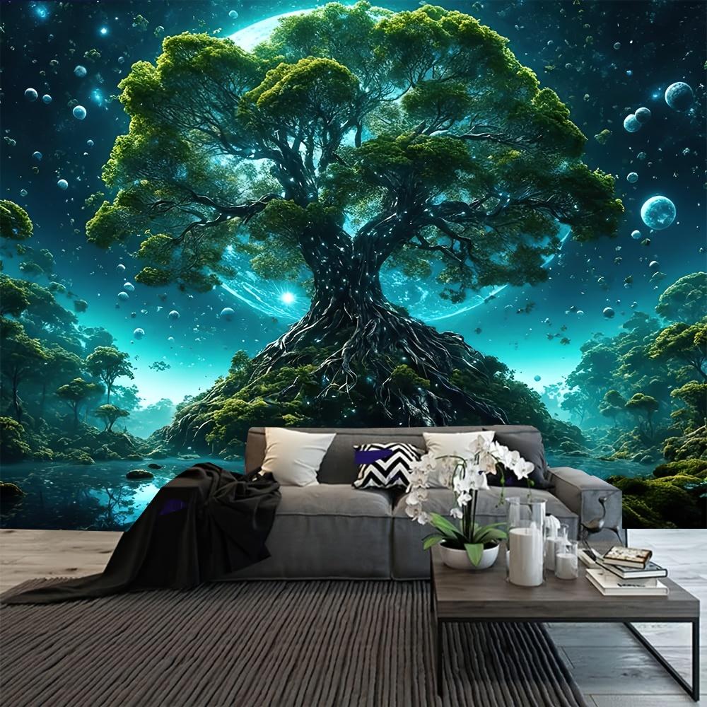 Giant Fantasy Tree of Life Tapestry Cosmic Starry Forest Theme Living Room Sofa Backdrop Wall Decor Room Accent