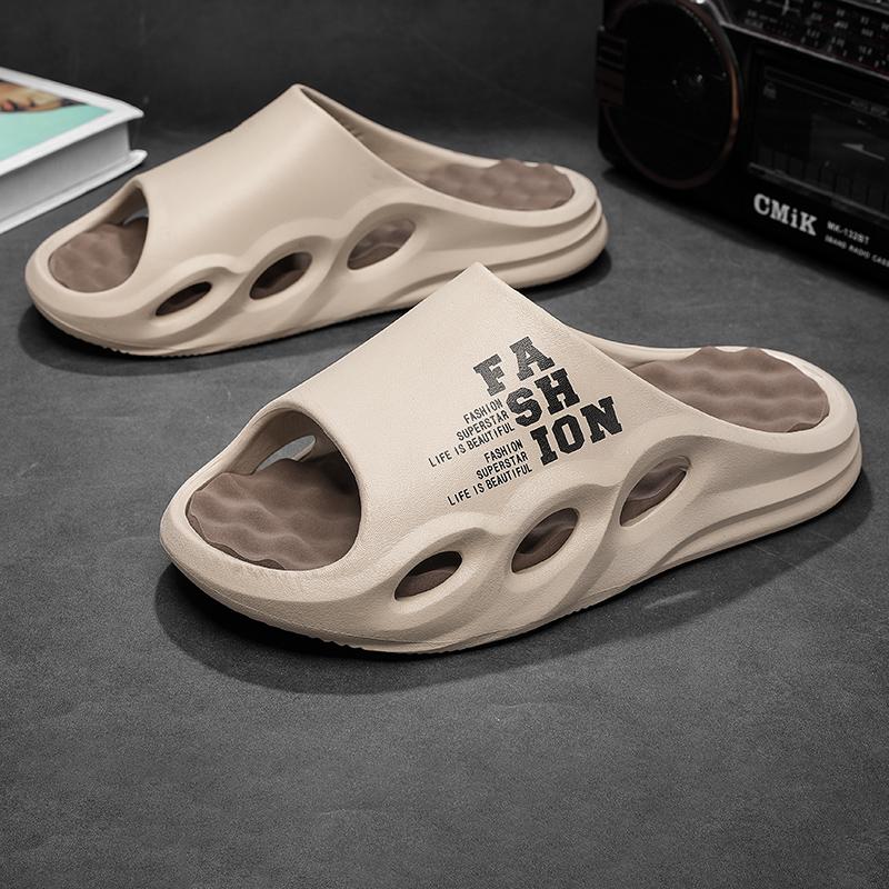 Fashion Trend Men's Slippers Indoor Home Thickened Super Soft Sole Sandals Letter Men's Beach Shoes Outdoor