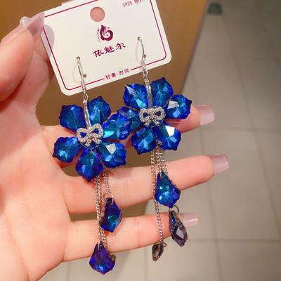 Novidade na moda Brincos Statement Vintage para Mulher com Cristais Joias Elegantes para Festa Strass Pendentes Longos Joias