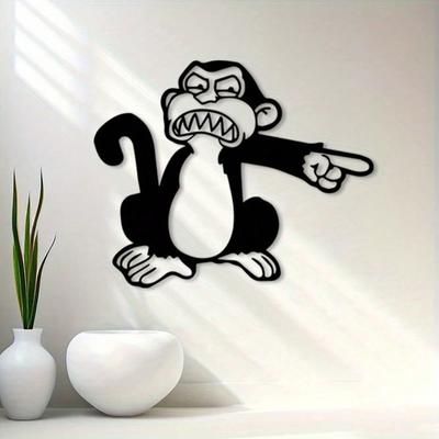 Vintage Iron Monkey Wall Art Primate Statue Weather Resistant Metal Decor Gift
