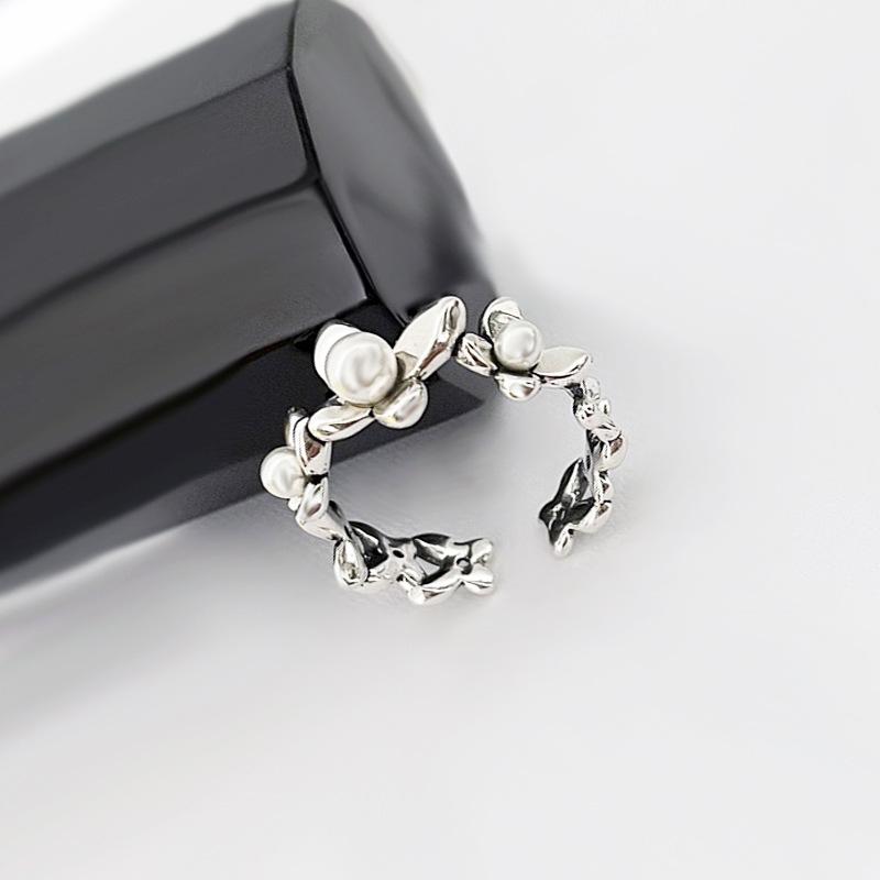 

Корейское кольцо из жемчуга и цветов, высокая мода Adjustable Open