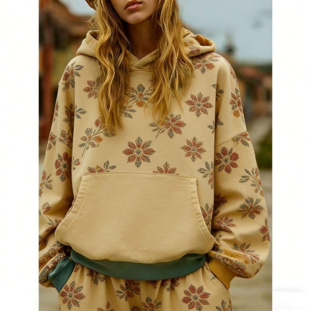 Europäisch Amerikanischer Floral 3D Druck Hoodie Damenmode Bohemia Lässiger Hoodie Streetwear Sweatshirt Damenkleidung Oberteil