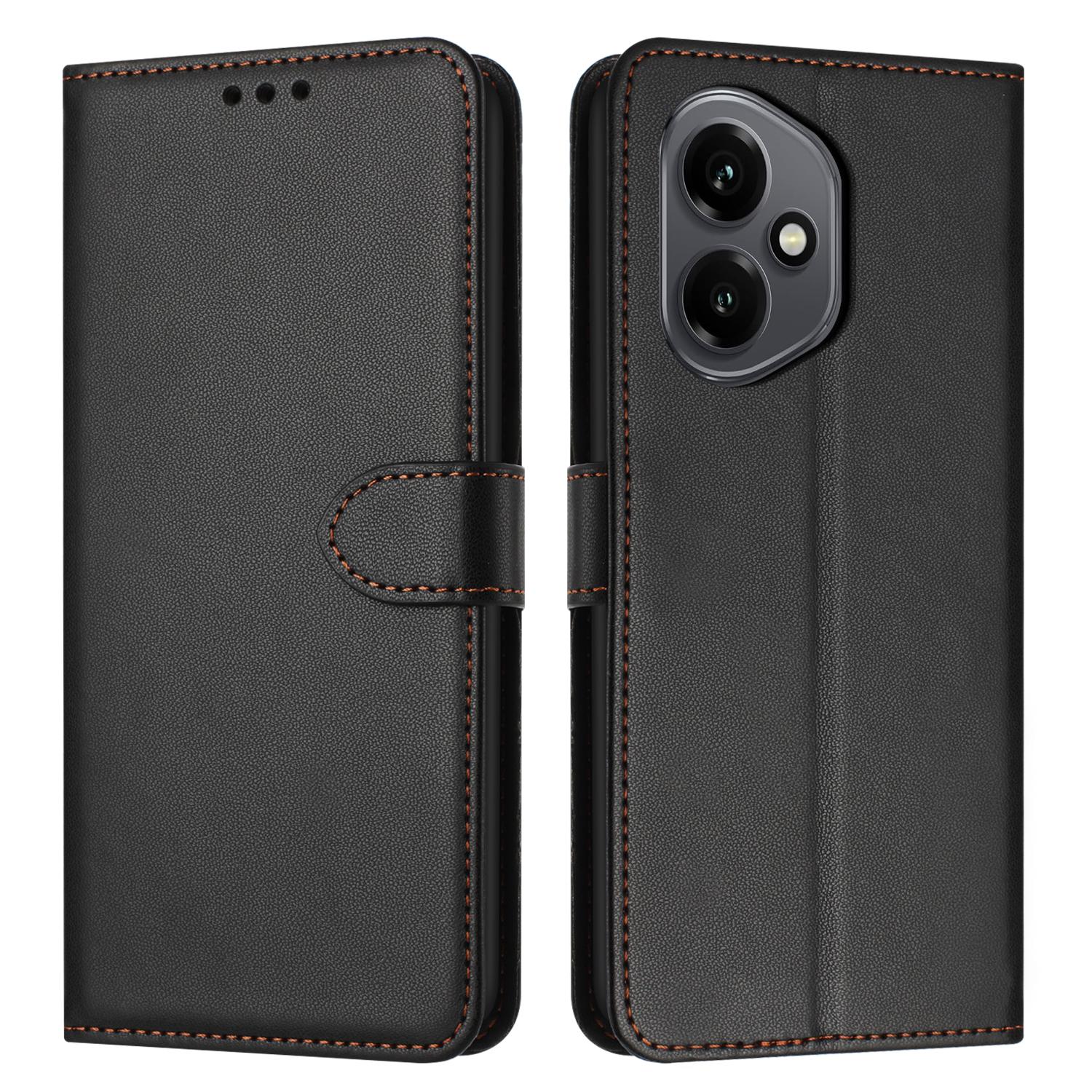 

Для Honor 400 5G (Глобальный) Чехол-подставка-кошелек кожаный чехол для телефона с ремешком Black