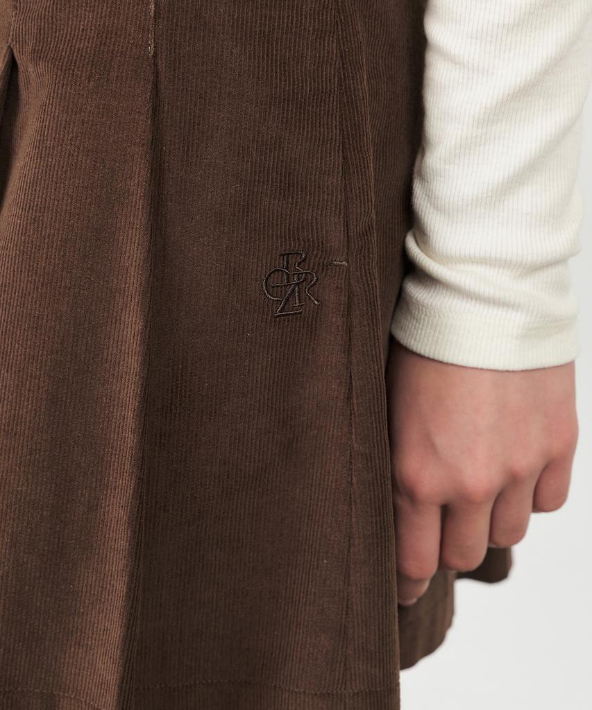City Breeze Corduroy Pleated Mini Skirt_Brown