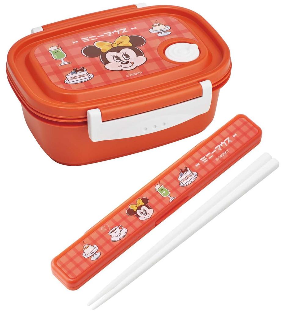 Skater Easy Light Bento Disney Minnie Mouse Cafe Sealable Storage Made In & Box, Retro, Medium, 550ml, Microwaveable, Container, Container, Japan,