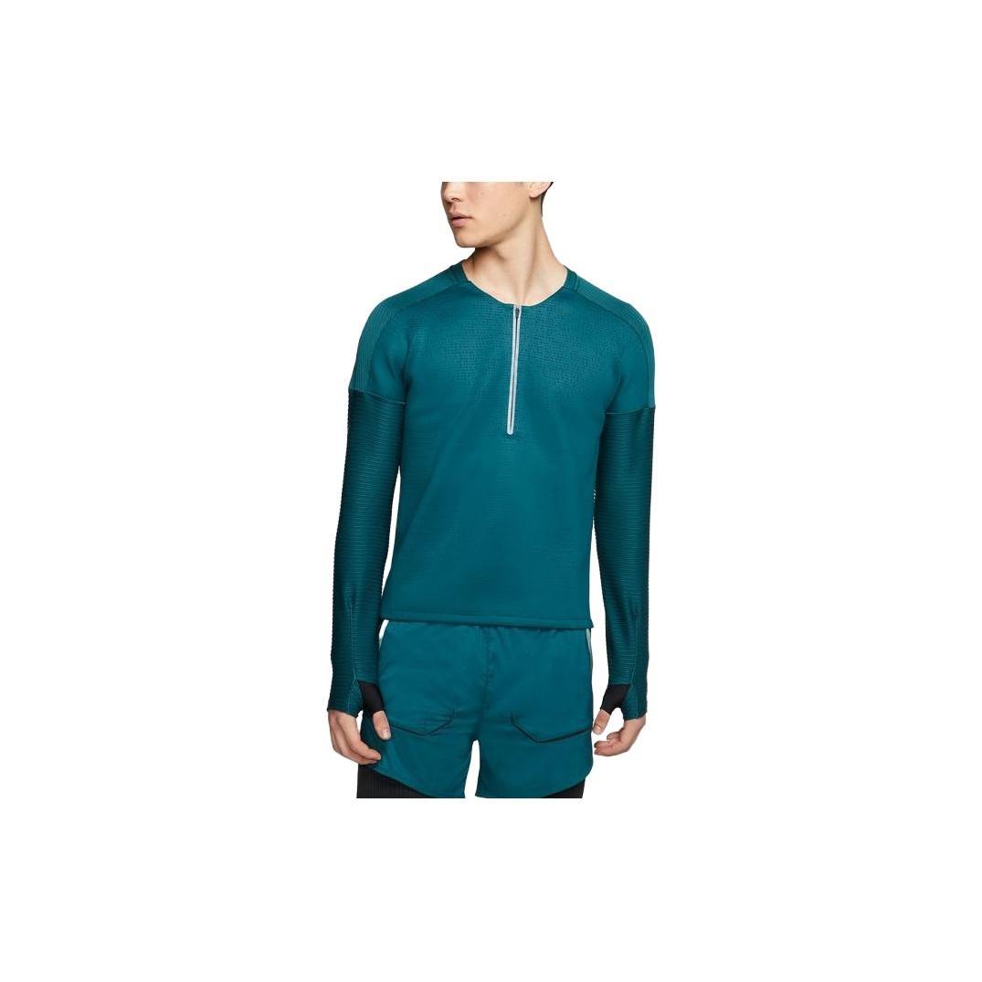 Nike Dry Mens Half 1/2 Zip Long Sleeve Running Shirt Green Men s CJ5742-347 XL