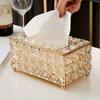 Crystal Tissue Box European Style Luxury Transparent Paper Towel Container for Bathroom Vanity Dining Room Home Decor