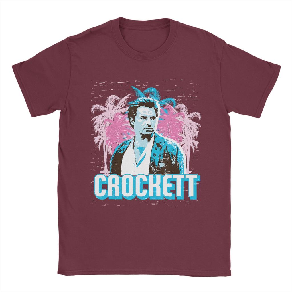 Miami Vice Crockett And Palm Tree Scenery Tshirt Summer Harajuku Tshirts Man Cotton O Neck Oversized Tees Short Sleeve Tops