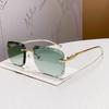 Trendy Vintage Rimless Square Sunglasses Casual Gradient Shades Eye Sunglasses Luxury Design Decor Sun Glasses Men Women