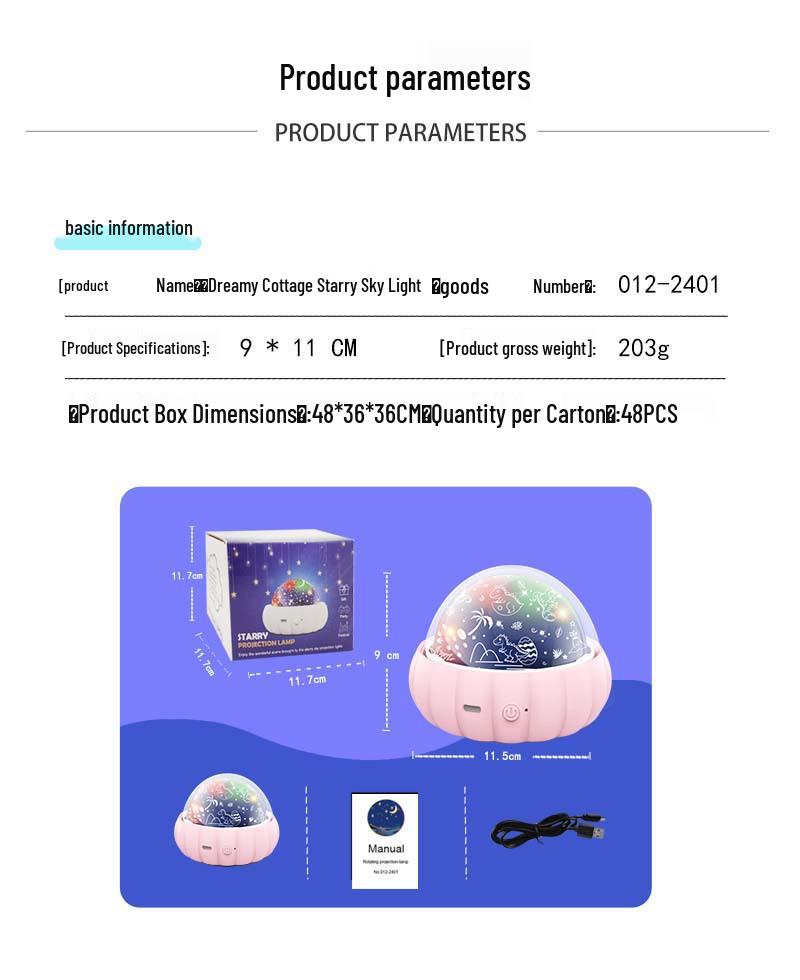 Starry Sky Rotating Night Light - Creative 360° Colorful Projector for Kids