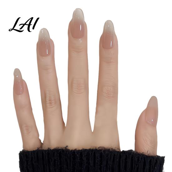 Glossy Press-on Nails 10Pcs Cats Eyes Press on Kit Almond Stick-on Fake Nails Durable Salon Quality Long Glue False for Women Girls