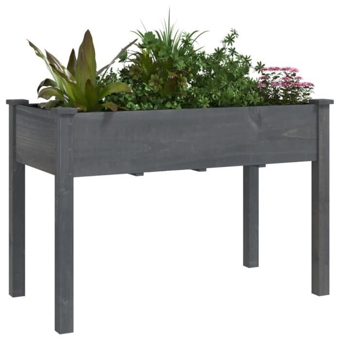 VidaXL Planter with Liner Grey 118x59x76 Cm Solid Fir Wood 364235