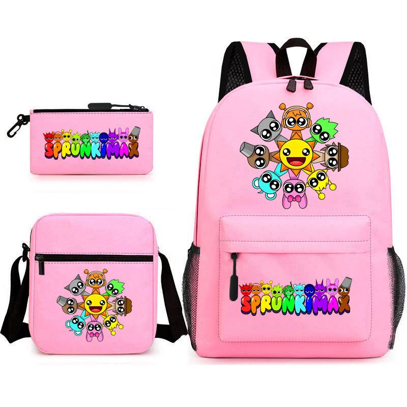 New Rhythm Box Sprunki Music Game Schoolbag Backpack Pencil Case Three-piece Set Student Heat Transfer Backpack D