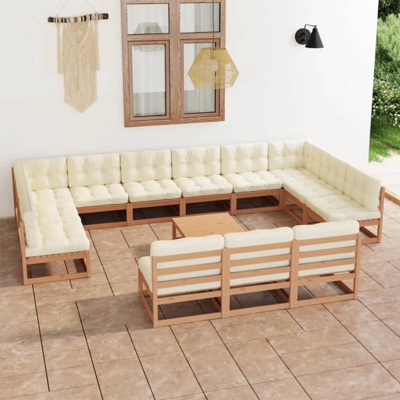 Day and Night - Day and Night Garden Furniture Set 14 Pieces Honey Brown Pine Wood Cushions