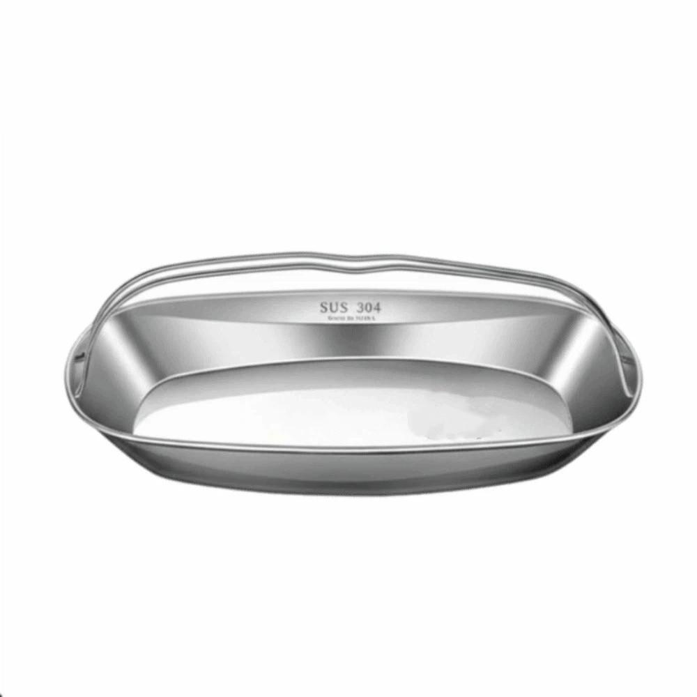 Thickened Serving Tray Stainless Steel Steaming Fish Plate Fish Serving Plate Cooking серебряный