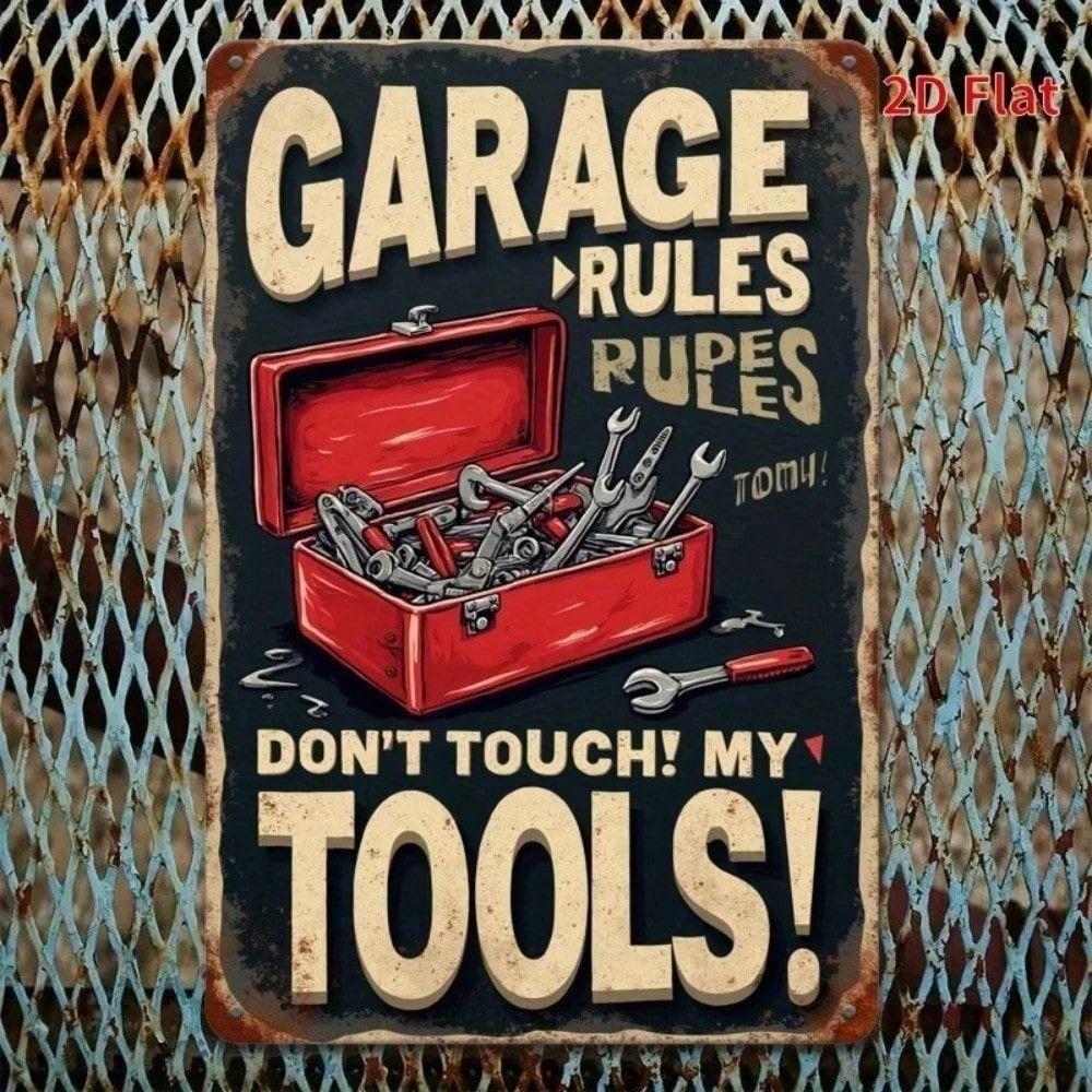 Vintage Garage Rules Metal Poster Wall Art Decor