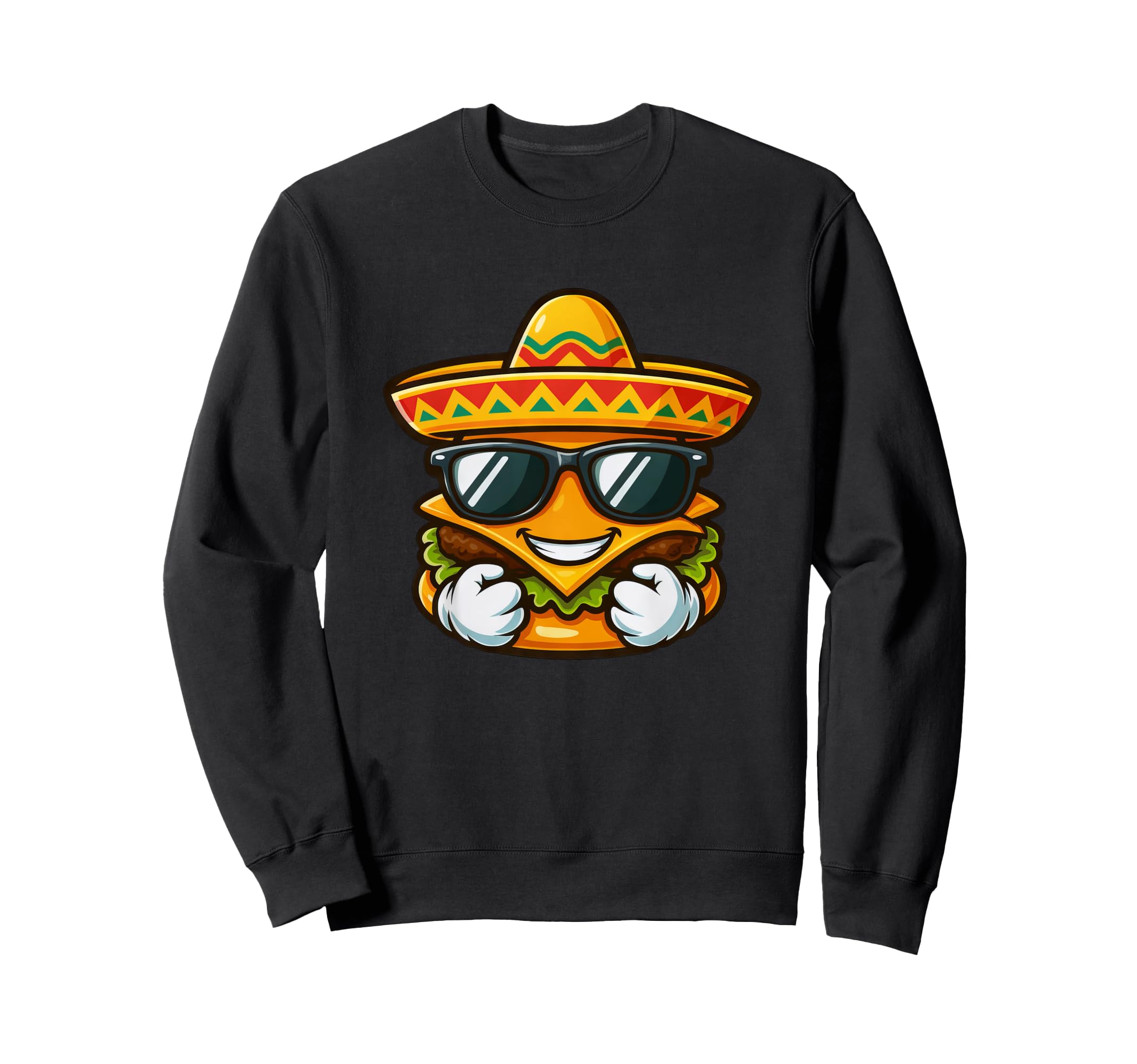 

Funny Burger with Sombrero and Sunglasses Cinco de Mayo Sweatshirt