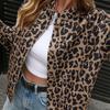 New Women's Vintage Leopard Print Stand Collar Jacket Fashion Personality Casual Outerwear For Spring Autumn