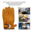 Heat Resistant Gloves Calf Leather Polyester Hand   BBQ Grill Oven Mitts Short Type