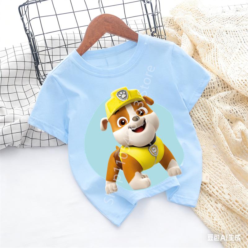 Paw Patrols Baby TShirt Girls Boys Clothes Cartoon Anime Chase Skye Figure Printed Toddler Tops Summer Clothes Gift