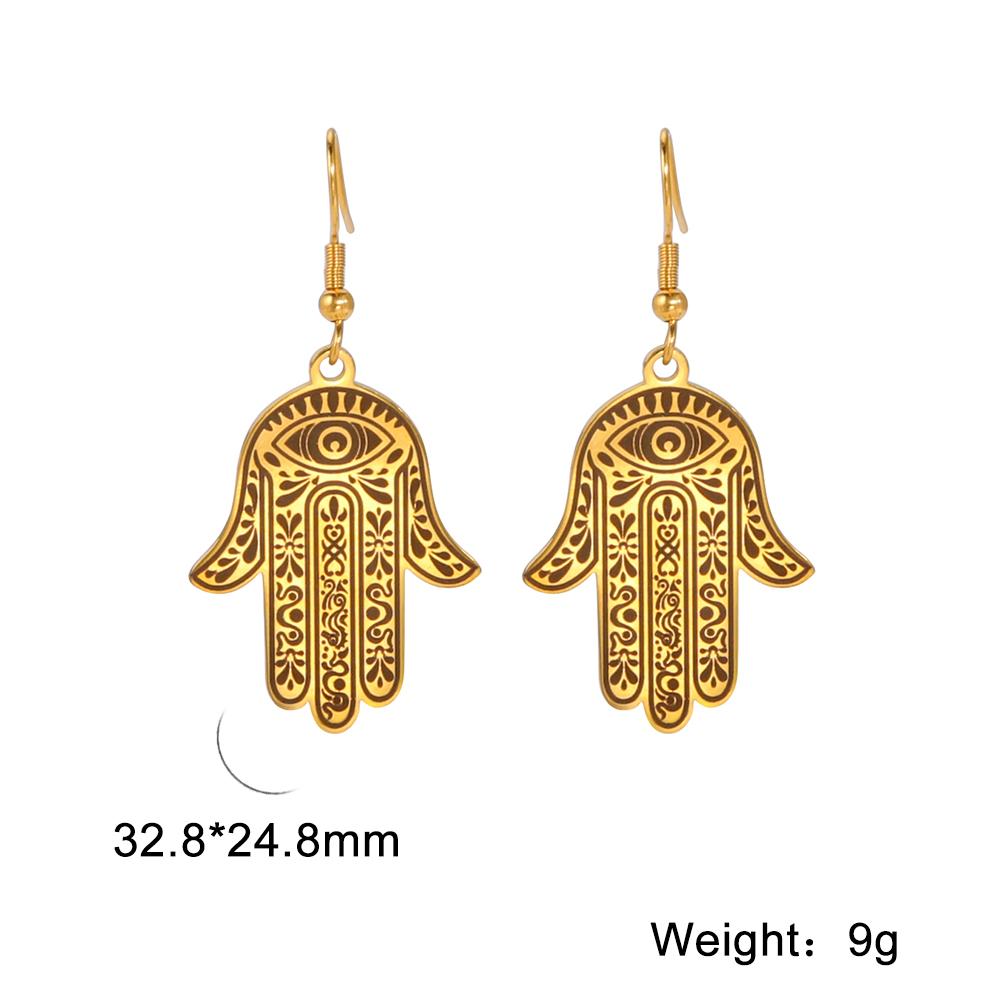 Dawapara Hamsa Hand Dangle Earrings Filigree Evil Eye Fatima Hand Evil Eye Pendant Stainless Steel Je Jewelry