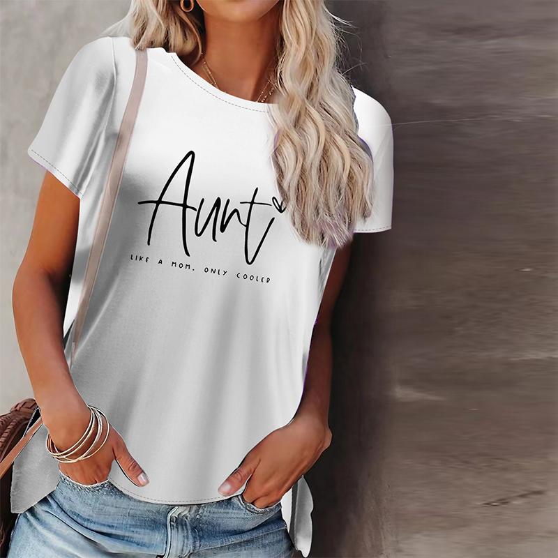 Kvinner Sommer T-skjorte Farget Kjærlighetstrykk Kortermet Tees Casual Trykte Topper
