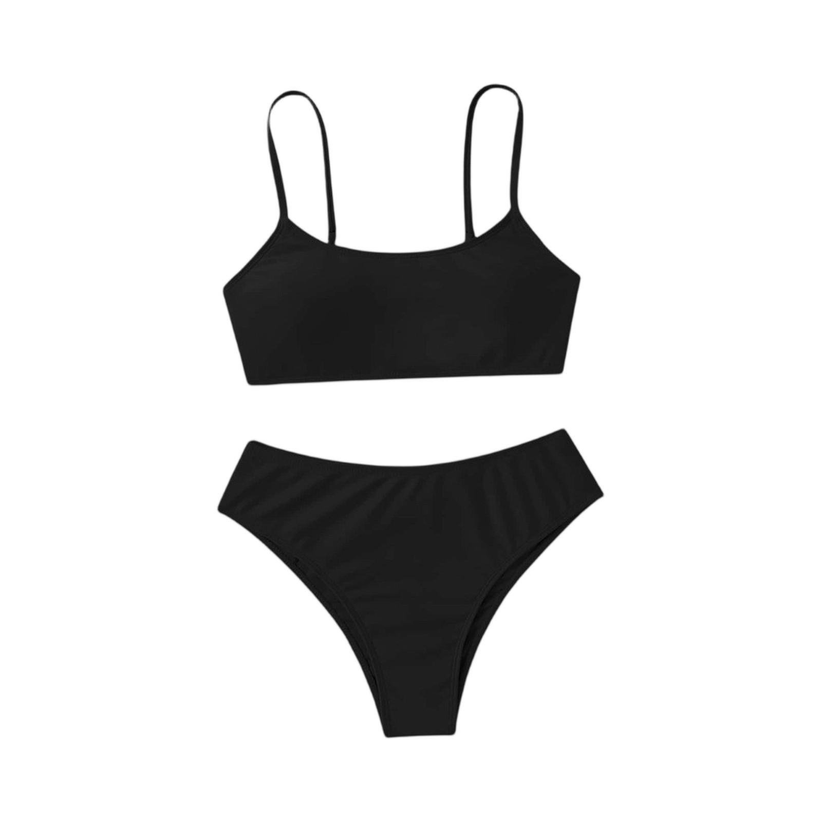 

Комплект купальника бикини для девочек - Подростковый раздельный купальник для детей старшего возраста 12 чёрный