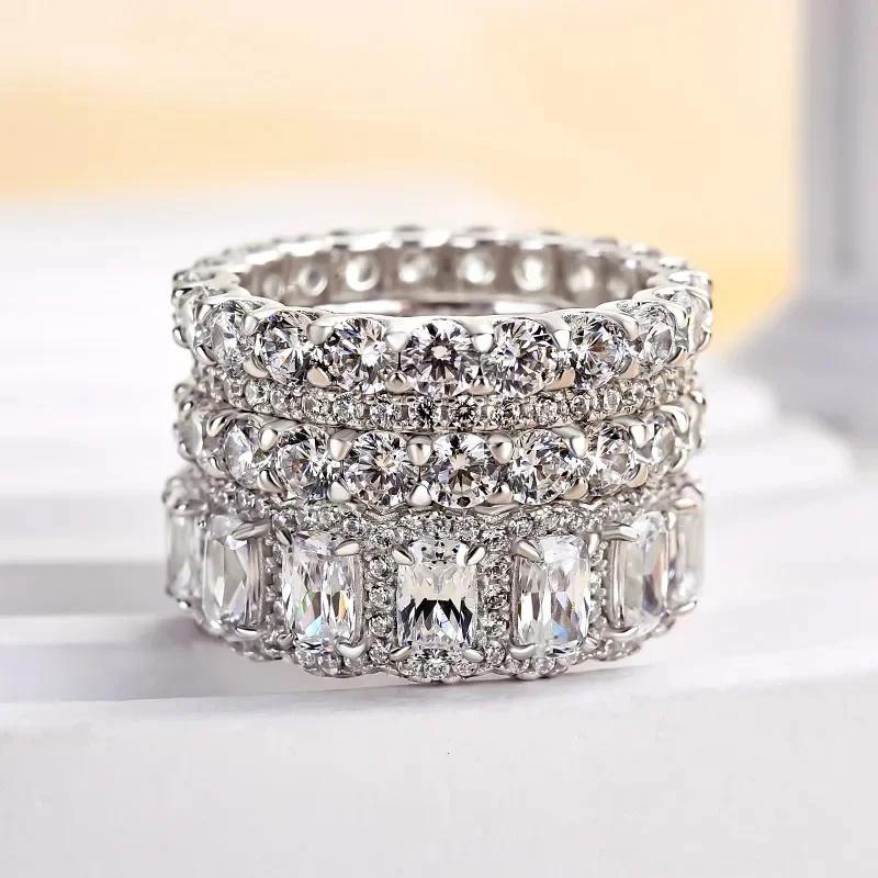 

Huitan Exquisite 4Pc/Set Rings for Wedding Gentle Temperament Finger Accessories for Women Delicate Dazzling CZ Party Zircon 10