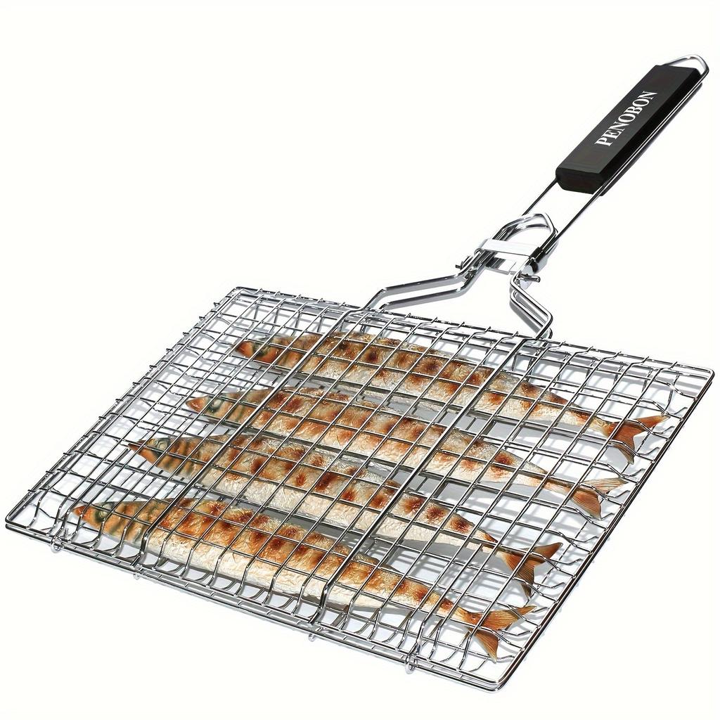 1 Stück, BBQ-Korb, BBQ-Fischkorb, Grill-Fischkorb, Rostfreier Edelstahl BBQ-Korb für Fleisch, Steak, Garnelen, Gemüse, Rippchen