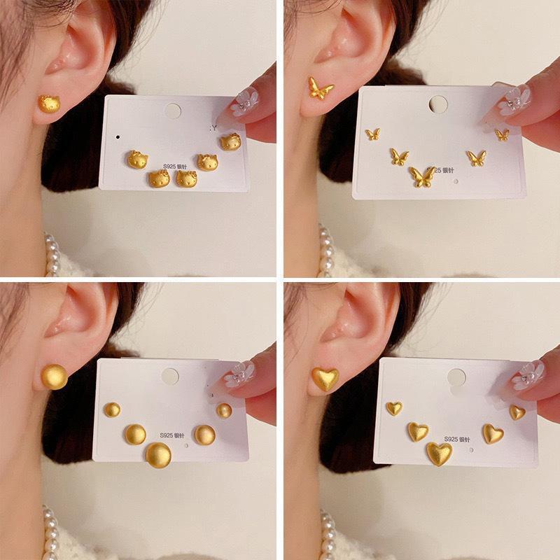 Cartoon geometric earrings light luxury fashion versatile stud earrings temperament versatile high sense niche design earrings