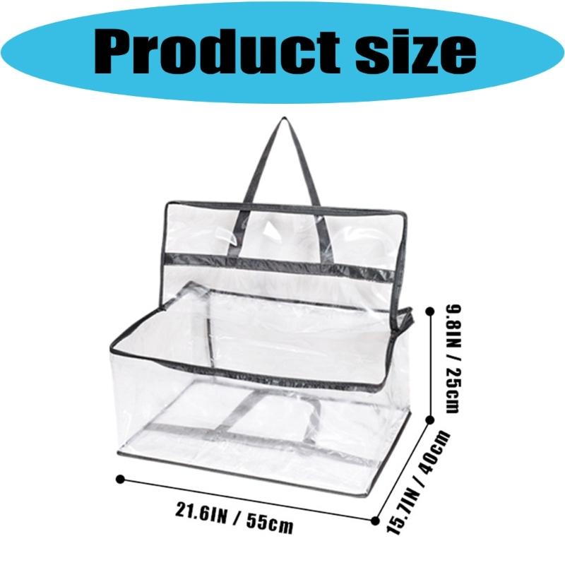 Large Clothes Storage Bags, Clear 55 L PVC Linen Bag with Carry Handles for Blankets, Bedding, Shelf Storage, Home Use and Room Moves