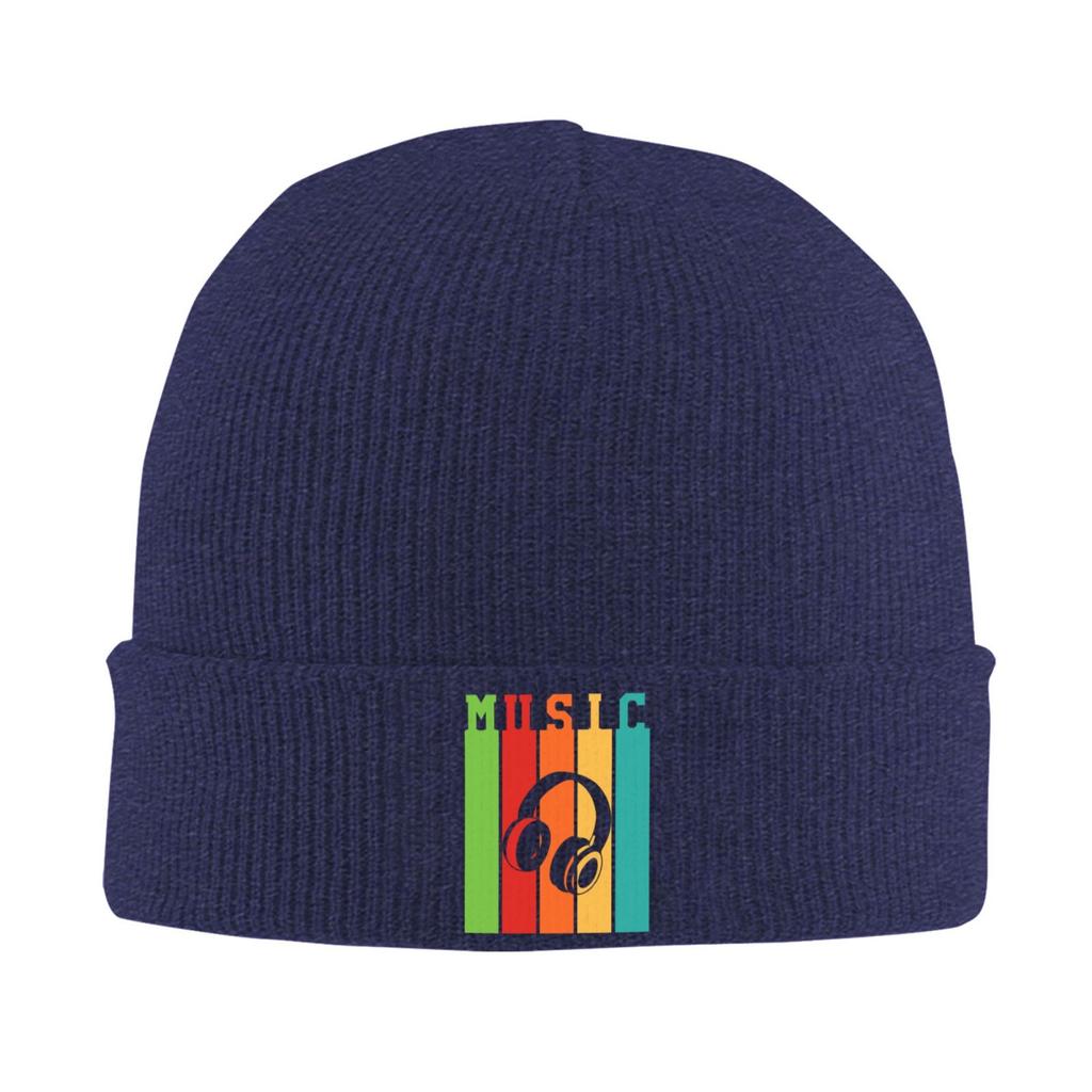 Music with Headphones Pattern Warm Knitted Cap Fashion Bonnet Hat Autumn Winter Outdoor Beanies Hats