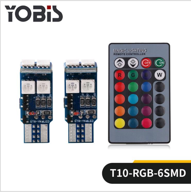 

RGB светодиодные многоцветные автомобильные клиновидные лампы с дистанционным управлением для салона автомобиля DC 12 В автоматический указатель поворота