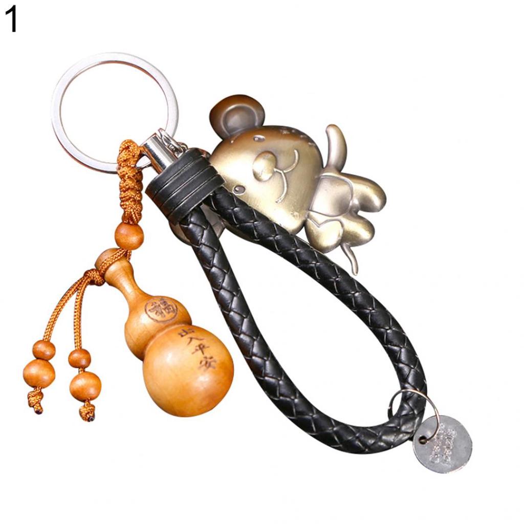 Čínský zvěrokruh Zvířecí rok Symbol Broskvové dřevo Keychain Keychain Alliy Key ring Bag Decor