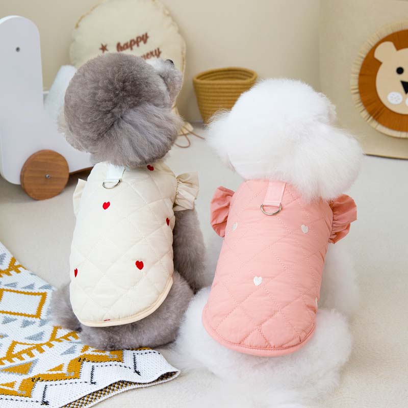 Dog Coat Winter Warm Love Flying Sleeve Dog Jacket Soft Thicken Puppy Clothes French Bulldog Chihuahua Bichon Teddy Clothing