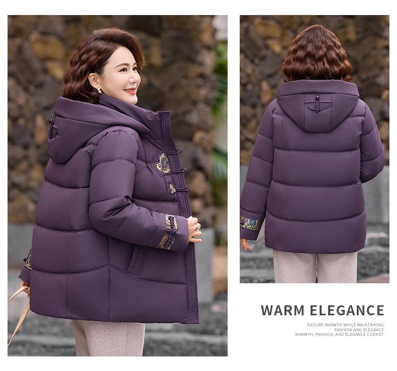 Chinese Mom's Winter Jacket: Thickened Fleece-Lined Coat for Middle-Aged & Elderly Women, 2025 Warm Cotton Outerwear