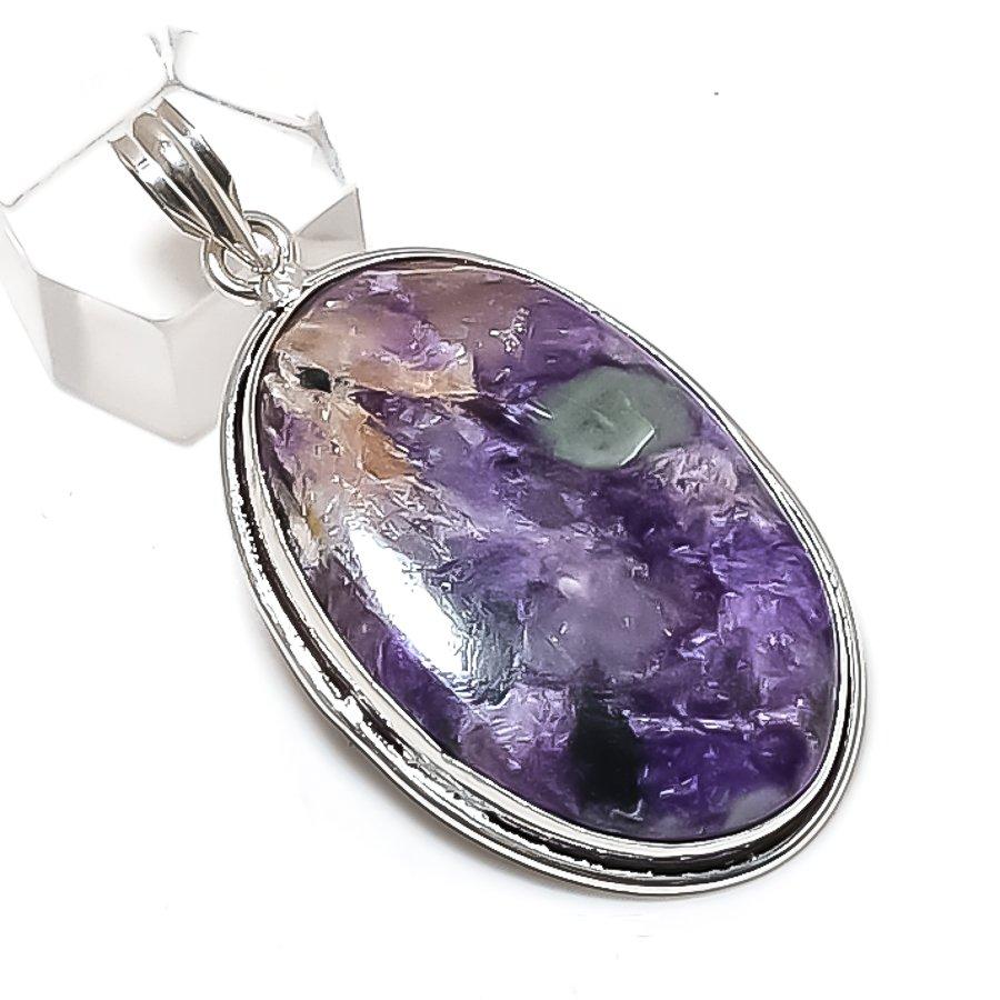 

Russian Charoite Gemstone Handmade 925 Sterling Silver Pendant 2.29 d6K59
