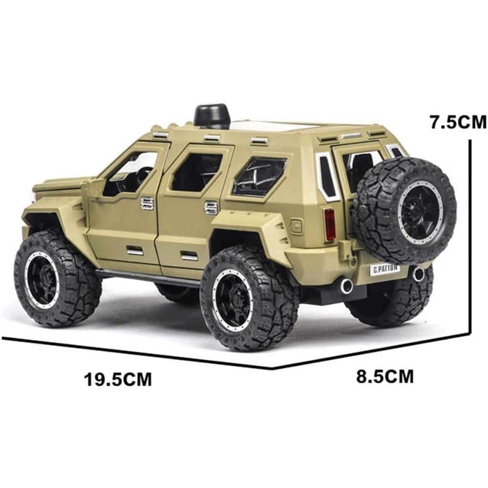 Druckgussauto im Maßstab 1/24, Modell G Patton, Metalldruckgussauto aus Legierung, mit Licht und Sound, Pullback, zu öffnende Tür, Spielzeugauto für Kinder, beste Geschenke
