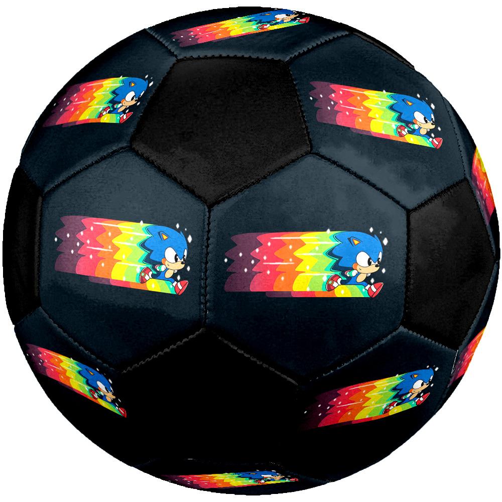 Sonic Rainbow Soccer Ball Colorful All Ages Machine Stitched PVC Competition Ready Durable High-Bounce.SIZE5