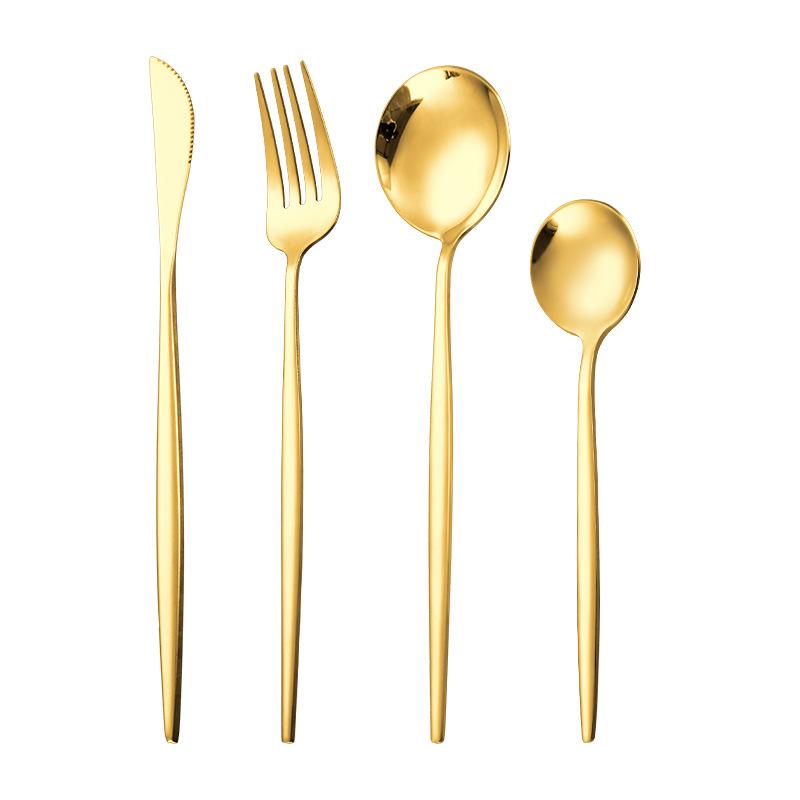 

4 шт., набор посуды из нержавеющей стали, золотого цвета, нож, вилка и ложка, посуда, современный набор посуды для ресторана, семейной вечеринки, свадьбы 1set золотой