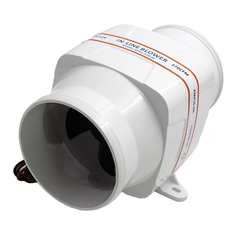 High Flow 270 CFM Bilge Inline Air Blower Moisture Resistant Ventilation Fan for Boat Engine Compartment 12V