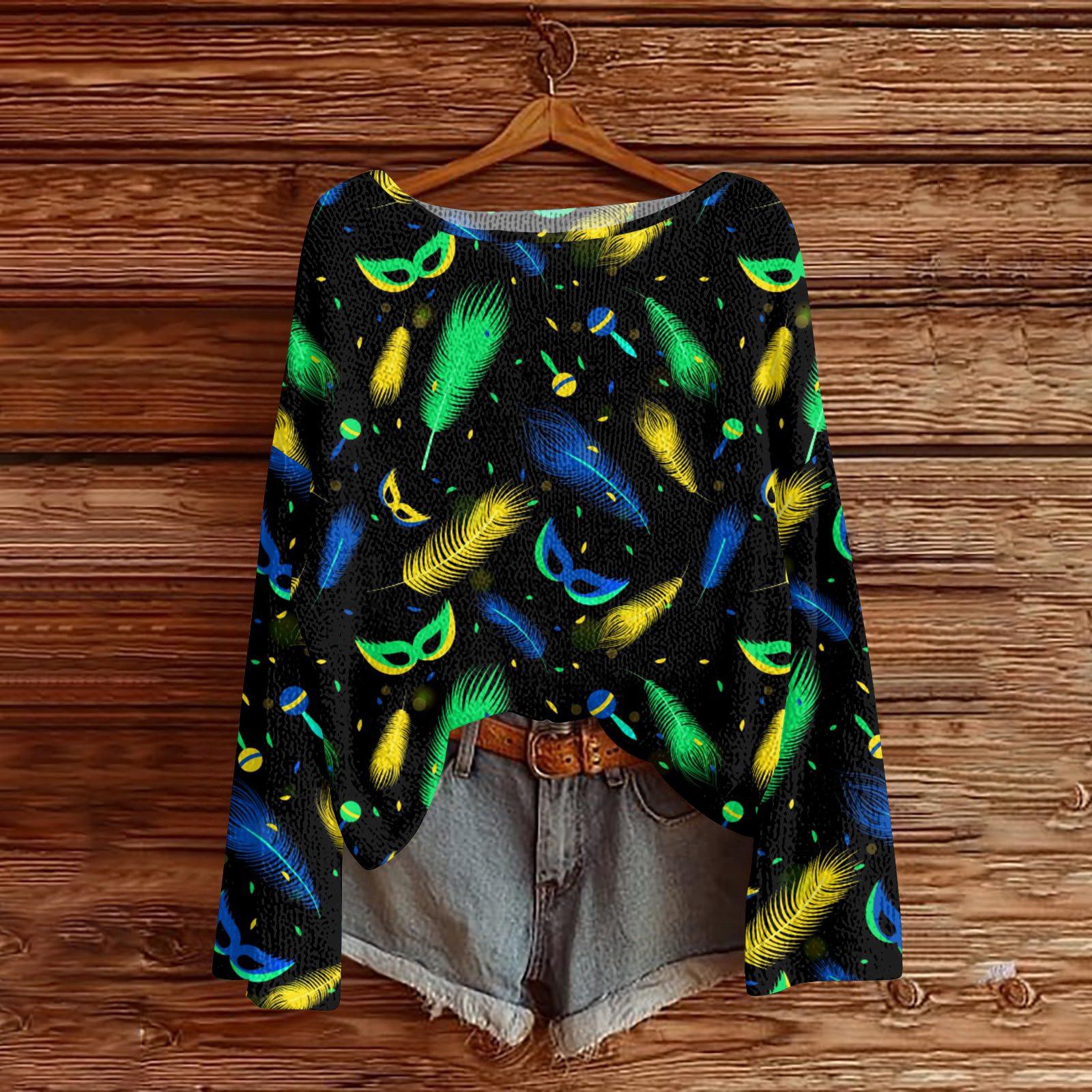 

Женский модный пуловер с круглым вырезом, длинным рукавом и принтом, повседневный L