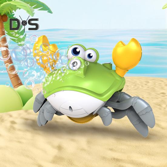 Walking Crab Bubble Machine Automatic Bubble Blower with LED Lights & Music Electric Fun Outdoor Bubble Playset for Kids
