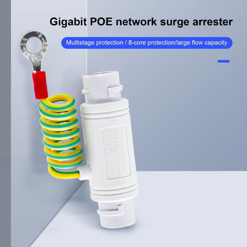 Gigabit PoE Networks Arrester, RJ45 Gigabit Networking Surge Protector Outdoor Waterproof,Stable Connectivity