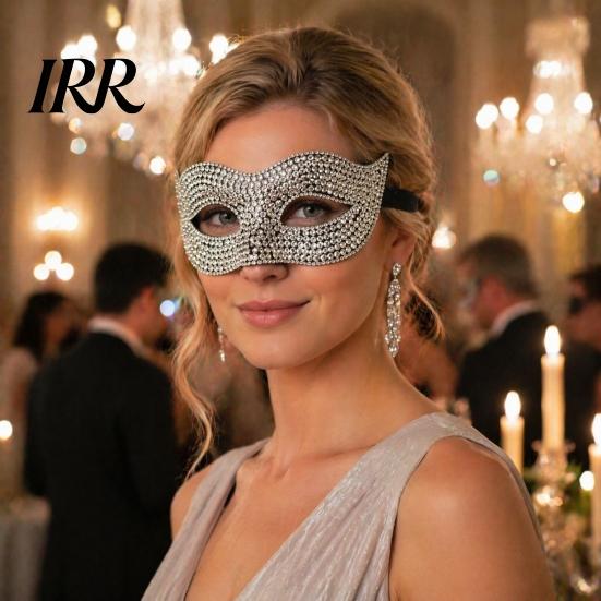 Mysterious Venetian Style Eye Masque Bling Rhinestone Masquerade for Women, Sparkly Party Half Comfortable Prom Women Face Halloween, Mardi Gras, Ball