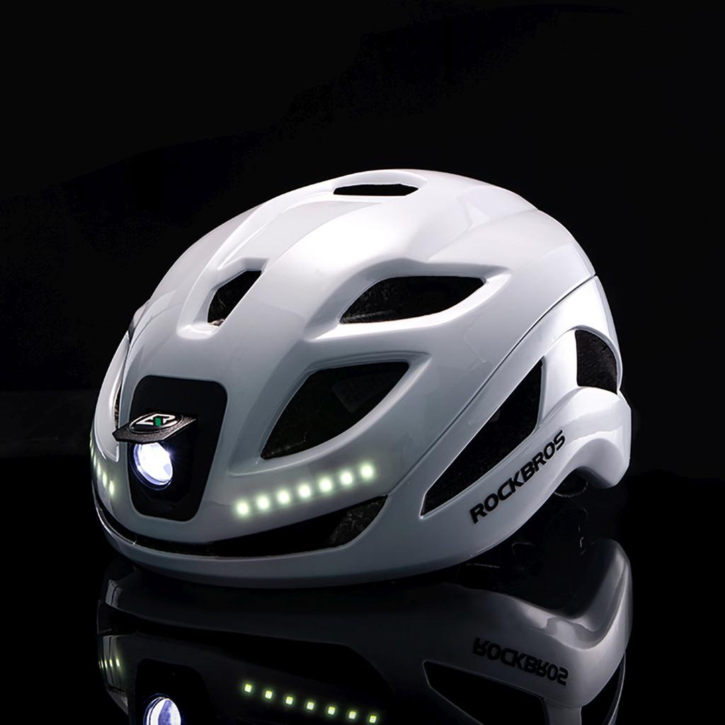 Bicycle Helmet with Integrated Multi-Directional Lighting USB-C 57-61 cm - White