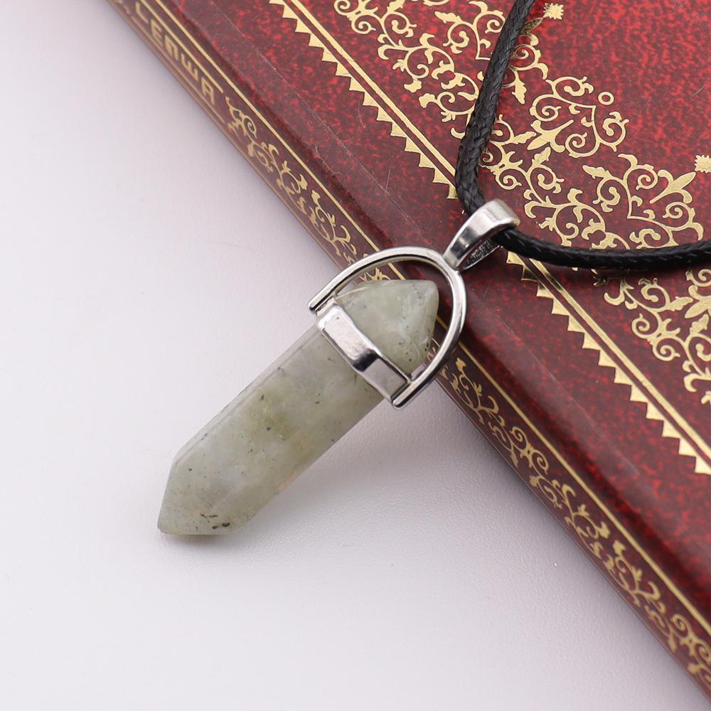 Handmade Amethyst & Rose Quartz Hexagonal Pendant Necklace N760