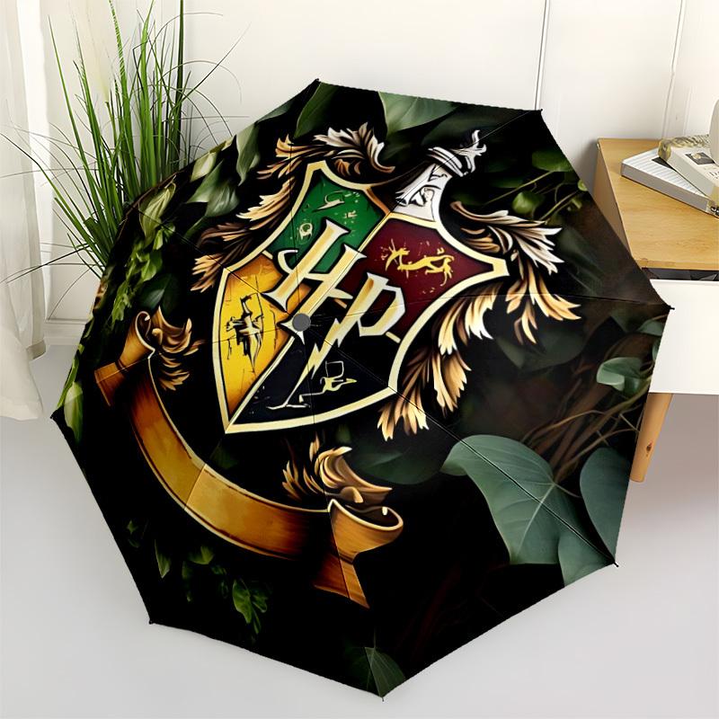 

1pc Hogwarts Crest Auto Folding Cute Umbrella - Compact 8-Rib Design, Durable Plastic & Iron, Perfect Gift for Friends & Family, Outdoor Umbrella, Fas