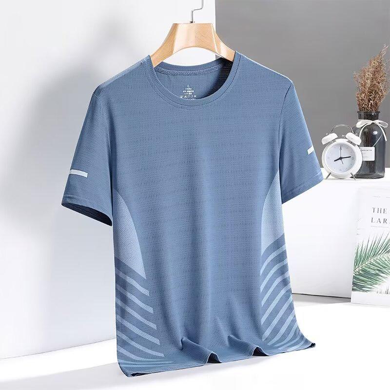 Men's Quick-Dry Ice Silk Mesh T-Shirt - Breathable, Loose-Fit, Casual Short Sleeve Sportswear